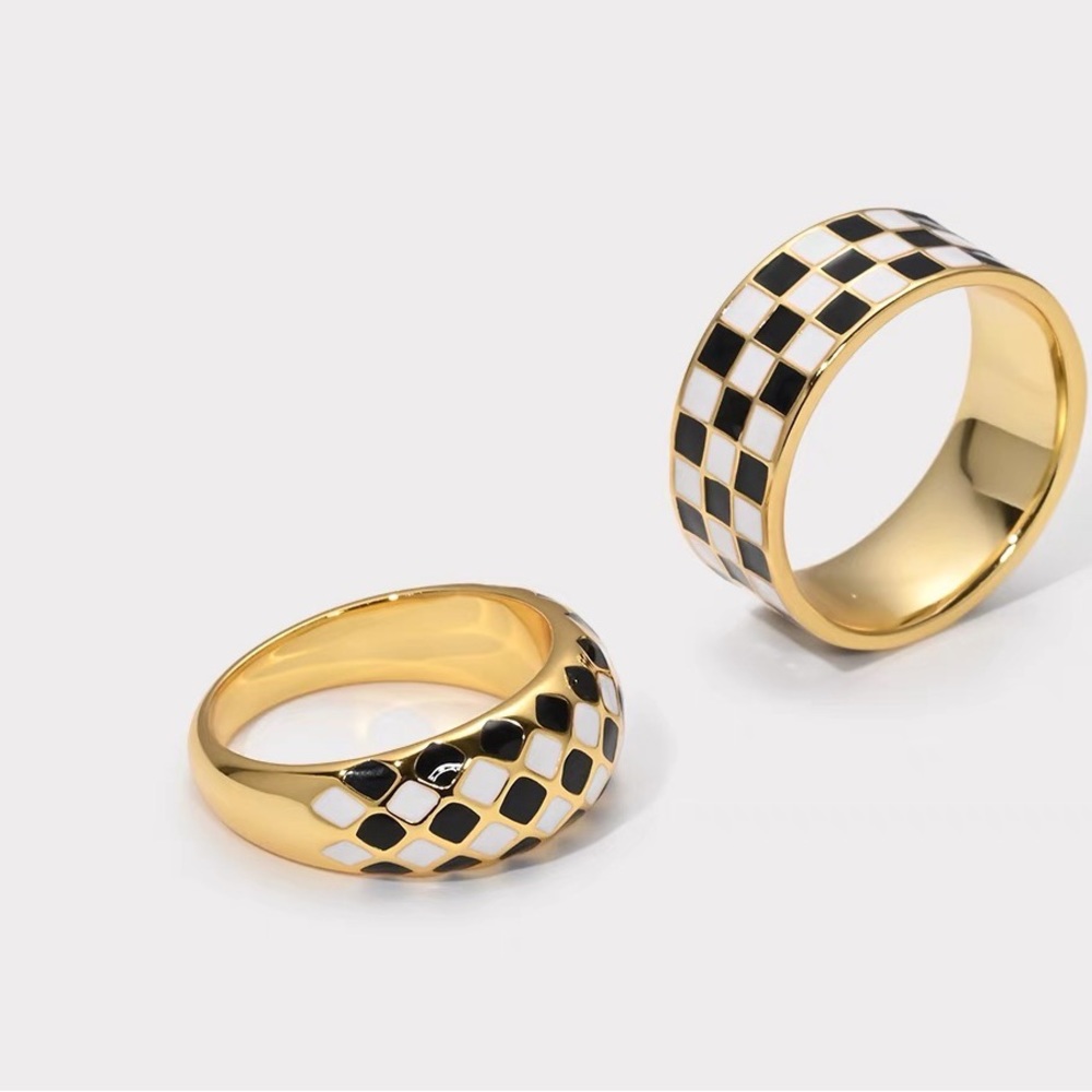 Checkered Dome Ring, Gold Dome Ring, Stacking Dome Ring, Stacking Ring Gold